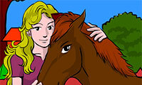 Paardenmeisje inkleuren